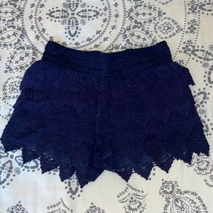 Crocheted Navy Blue Shorts